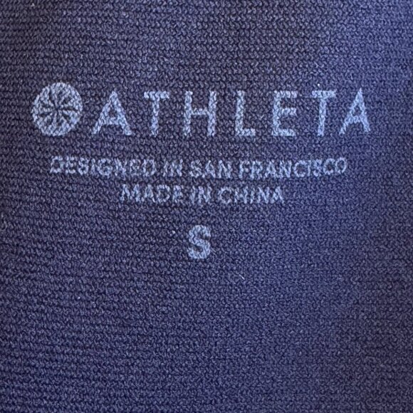 Athleta Tangier Cutout One Piece Swimsuit Navy Blue and White Print Halter Smal - Picture 9 of 11